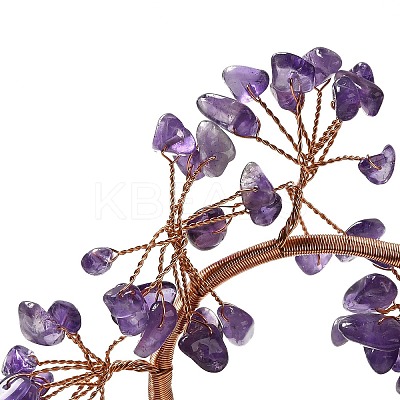 Natural Amethyst Chips Love Heart Tree Decorations DJEW-P017-B01-1