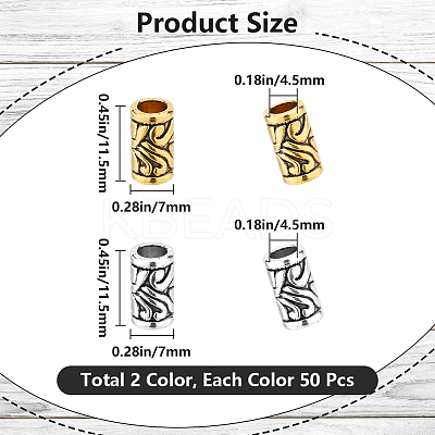 100Pcs 2 Colors Tibetan Style Alloy European Beads TIBEB-SP0001-02-1
