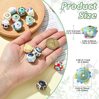 17Pcs 17 Colors Hand Painted Acrylic with Enamel Beads MACR-CJ0002-30-1