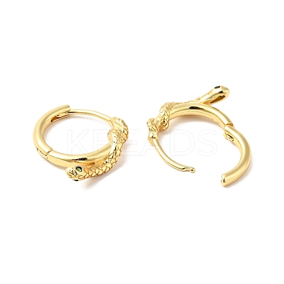Green Cubic Zirconia Snake Hoop Earrings EJEW-G312-12G-1