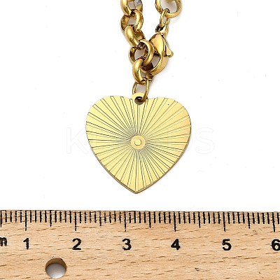 304 Stainless Steel Heart Pendant Rolo Chain Necklaces for Women NJEW-Q028-06G-1