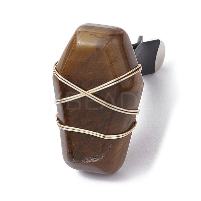 Wire Wrapped Hexagon Natural Gemstone Car Air Vent Clips JEWB-BR00135-1