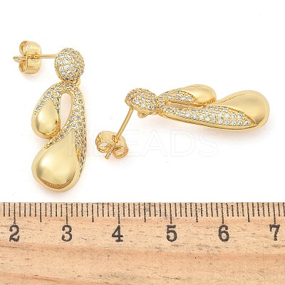 Rack Plating Brass Micro Pave Clear Cubic Zirconia Stud Earrings for Women EJEW-C125-21D-G-1