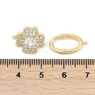 Brass Micro Pave Clear Cubic Zirconia Fold Over Clasps KK-U043-20G-1