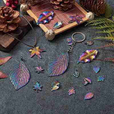 20Pcs 10 Style Rainbow Color Alloy Pendants PALLOY-SZ0001-31-1