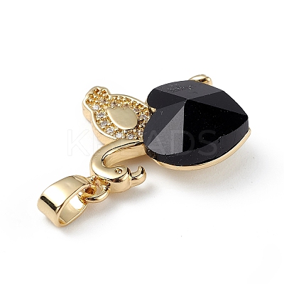 Real 18K Gold Plated Rack Plating Brass Micro Pave Clear Cubic Zirconia Pendants KK-C015-33G-04-1
