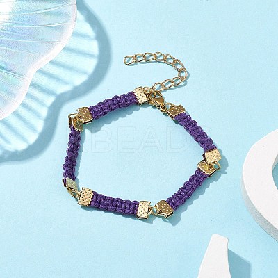 Braided Waxed Polyester Rectangle Link Chain Bracelets BJEW-JB10000-03-1