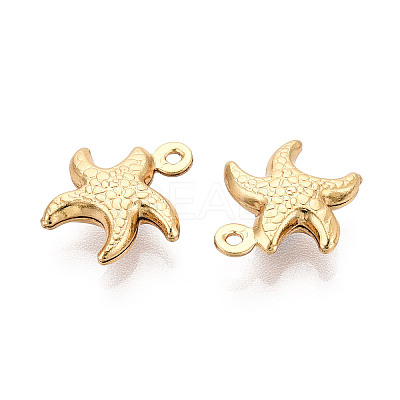 304 Stainless Steel Starfish Charms STAS-N118-03G-01-1