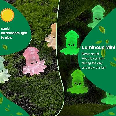 50Pcs 5 Colors Luminous Resin Cute Little Cuttlefish Ornaments RESI-SZ0003-44-1