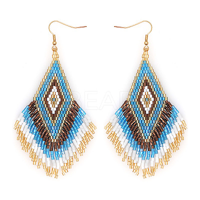 Bohemian Handmade Glass Seed Beads Tassel Dangle Earrings CB9270-5-1