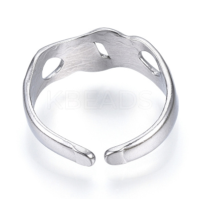 Non-Tarnish 304 Stainless Steel Open Cuff Ring for Women RJEW-N040-45-1