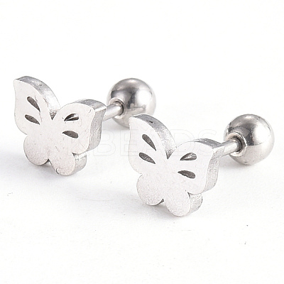 Tarnish Resistant 201 Stainless Steel Barbell Cartilage Earrings EJEW-R147-18-1