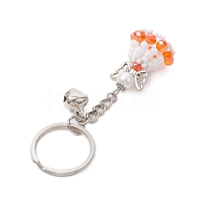 Glass Seed & Plastic Pearl & Alloy Keychain KEYC-MZ00025-1