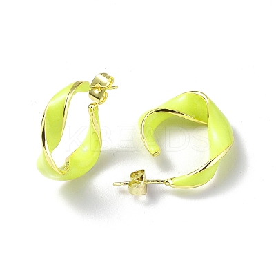 Enamel Twist Stud Earrings EJEW-P214-03G-04-1
