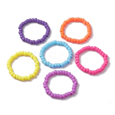 6Pcs 6 Colors Rondelle Opaque & Frosted Acrylic Beaded Stretch Bracelet Sets BJEW-JB10304-1