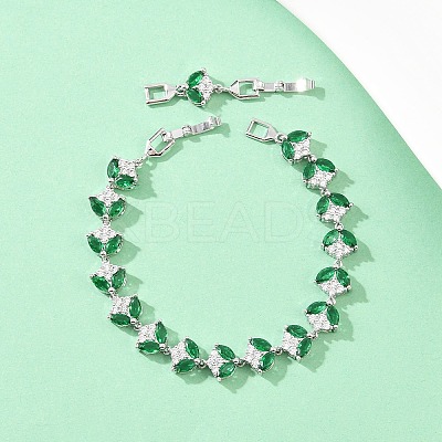 Platinum Tone Brass Micro Pave Cubic Zirconia Tennis Bracelets BJEW-B160-09P-1