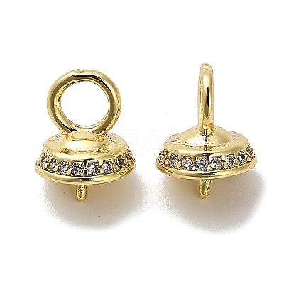 Brass Micro Pave Cubic Zirconia Cup Pearl Peg Bails Pin Pendants KK-S397-05A-1
