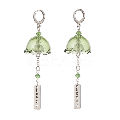 4 Pairs 4 Color Glass Flower Wind Chime Dangle Leverback Earrings EJEW-TA00209-1