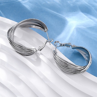 Brass Twist Hoop Earrings EJEW-R025-30P-1