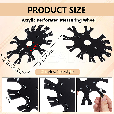 2Pcs Acrylic Perforated Measuring Wheel DIY-WH0750-094-1