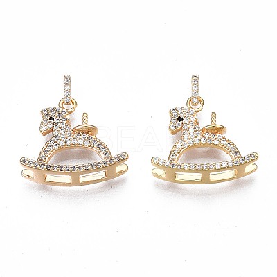 Brass Micro Pave Clear Cubic Zirconia Peg Bails Pendants KK-N232-232-1