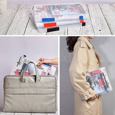 3Pcs 3 Colors Portable Transparent Plastic A4 File Box CON-SZ0001-15-1