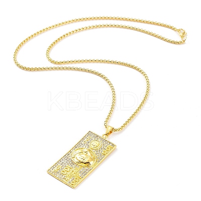 Golden Alloy Rhinestone Pendant Necklaces LS-NJEW-P284-02G-1