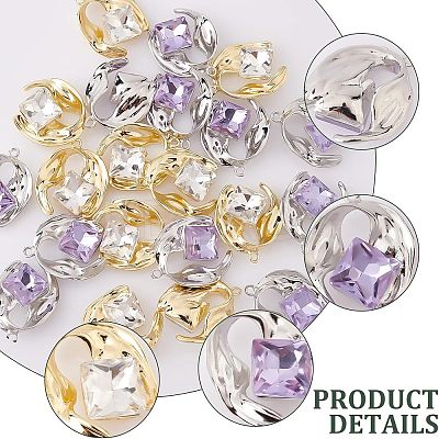 24Pcs 2 Colors Alloy Rhinestone Pendants FIND-CA0004-92-1