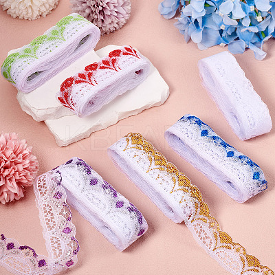 30 Yards 6 Colors Ethnic Style Polyester Flower Lace Trim OCOR-TA0001-83A-1