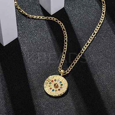 304 Stainless Steel Colorful Rhinestone Zodiac Pendant Necklaces for Women NJEW-U032-02G-1