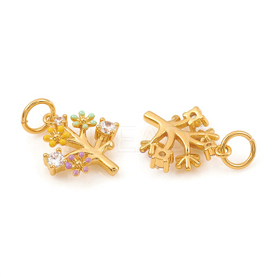 Brass Micro Pave Cubic Zirconia Charms KK-I672-44G-1