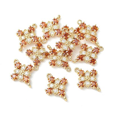 Brass Pave Cubic Zirconia Connector Charms KK-G462-45KCG-07-1