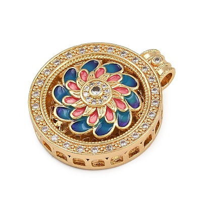 Brass Micro Pave Cubic Zirconia Rotating Pendants KK-P332-02B-G-1