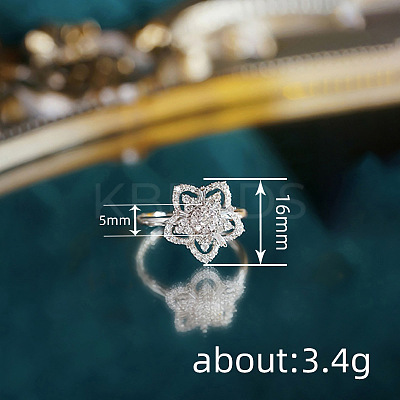 Brass Micro Pave Clear Cubic Zirconia Finger Rings for Women WGAE82A-01-1