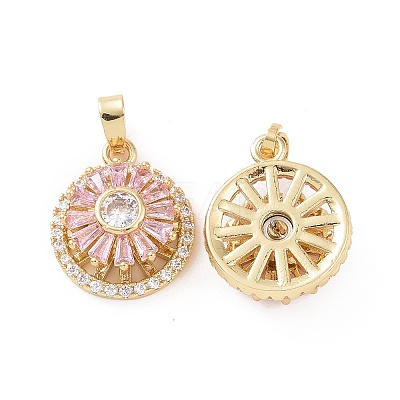 Real 18K Gold Plated Brass Micro Pave Clear Cubic Zirconia Pendants KK-E068-VC303-1