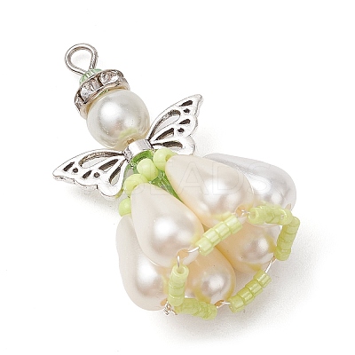 Pearlized Glass Pearl Beads Pendants PALLOY-MZ00487-01-1