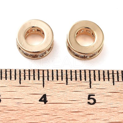 Brass Micro Pave Clear Cubic Zirconia Beads KK-U028-24G-1