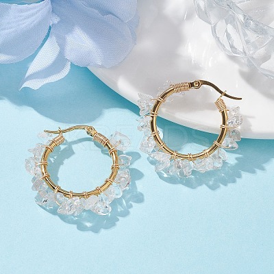 Natural Quartz Crystal Hoop Earring EJEW-JE05709-03-1
