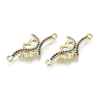 Brass Micro Pave Colorful Cubic Zirconia Links Connectors KK-S061-99G-NR-1