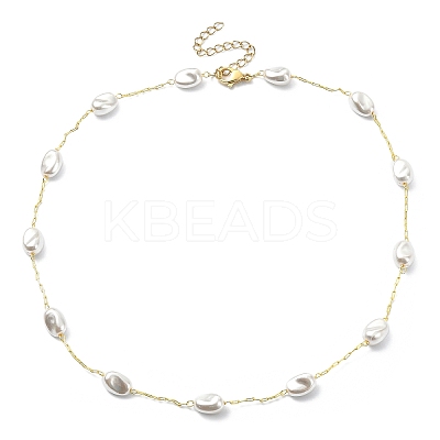 CCB Plastic Pearl Beaded Chain Necklace NJEW-JN04337-1
