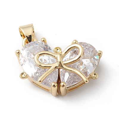 Rack Plating Brass Micro Pave Cubic Zirconia Pendants KK-E003-18G-02-1
