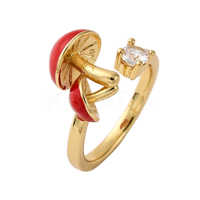 Brass Micro Pave Cubic Zirconia Open Cuff Rings for Women RJEW-U057-26G-02-1