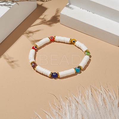 Handmade Polymer Clay Heishi Surfer Stretch Bracelet BJEW-TA00223-1