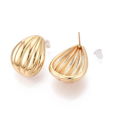 Brass Stud Earrings EJEW-T048-12G-1