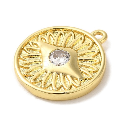 Rack Plating Brass Micro Pave Cubic Zirconia Pendants KK-A229-17G-1