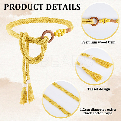1Pc Handmade Weaving Cotton Tassel Waist Belts for Women Ladies Dress AJEW-CP0010-51A-1