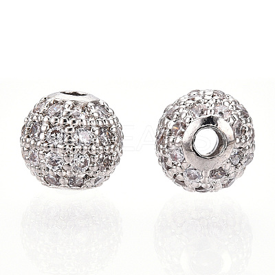 Rack Plating Brass Cubic Zirconia Beads ZIRC-S001-6mm-A03-1