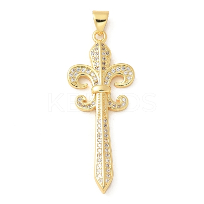 Brass Micro Pave Cubic Zirconia Pendants KK-U053-17G-03-1