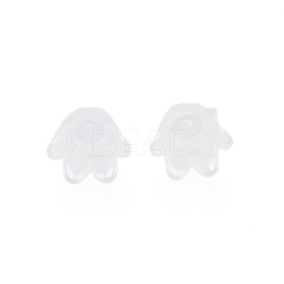 6-Petal Imitation Jelly Acrylic Bead Caps JACR-T002-02G-1