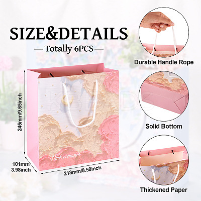 6Pcs Rectangle Paper FLower Gift Bags with Rope Handles ABAG-TA0001-29A-1